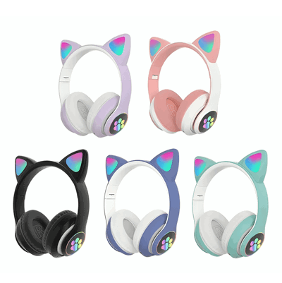 Auriculares Inalámbricos Orejitas Gato Luces Colores