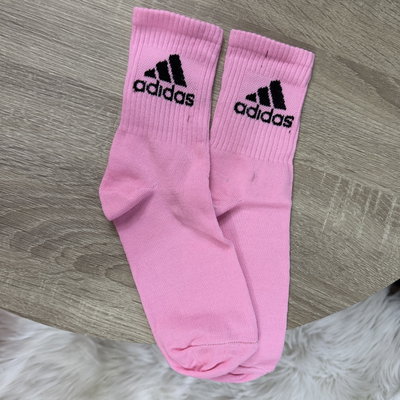 Medias adidas rosa logo negro