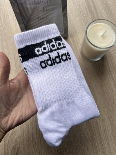MEDIA ADIDA BLANCO LETRA DOBLE 