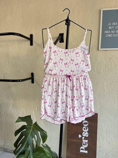 pijama angelita blanco moños rosas