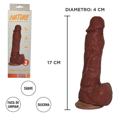Dildo color oscuro Cyberskin con ventosa