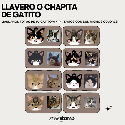 Llavero/Chapita gatito Personalizada con sus mismos colores