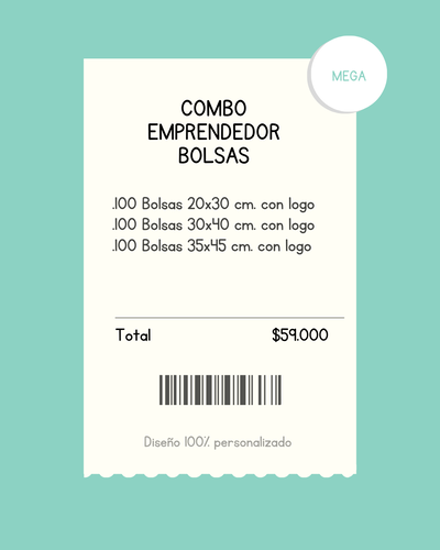 Combo emprendedor bolsas mega