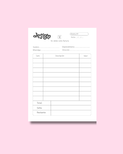 Talonario de boletas personalizado A5