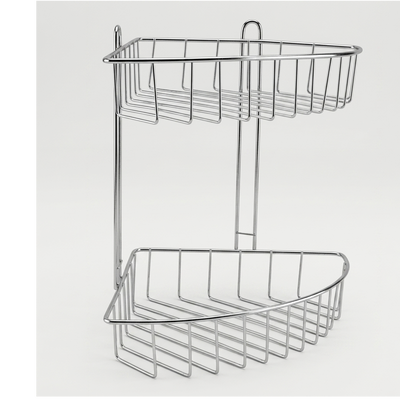 Organizador Esquinero para Baño – 2 Niveles de Acero Cromado