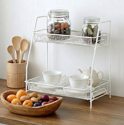 Estante Doble Organizador Metálico (Blanco)