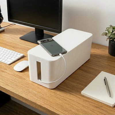 Caja Organizadora de Cables y Prolongadores (Blanco)