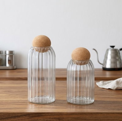 Frasco Acanalado con Tapa de Corcho (25 cm)