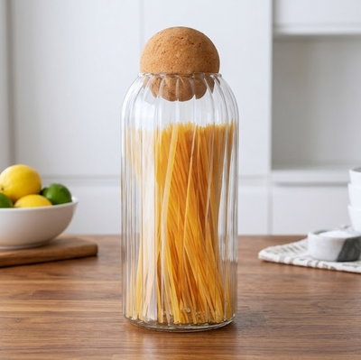Frasco Acanalado con Tapa de Corcho (15 cm)