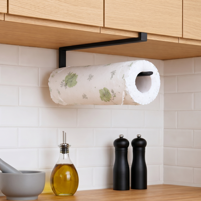 Portarrollo de Cocina Colgante Metálico Negro