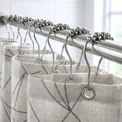 Ganchos Metálicos para Cortina de Baño (Juego de 12 Unidades)