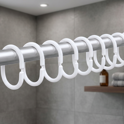 Ganchos de Acrílico Blancos para Cortina de Baño (12 Unidades)