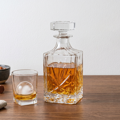 Botellón Licorero de Vidrio Labrado 750cc