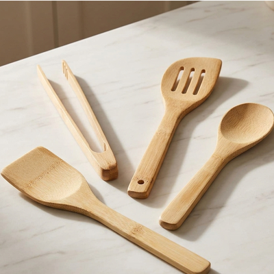 Set de 4 Utensilios de Cocina en Bambú Ecológico