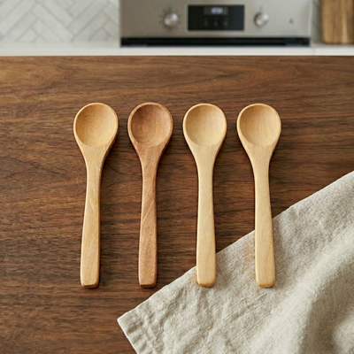 Set de 4 Cucharitas de Bambú para Té o Café