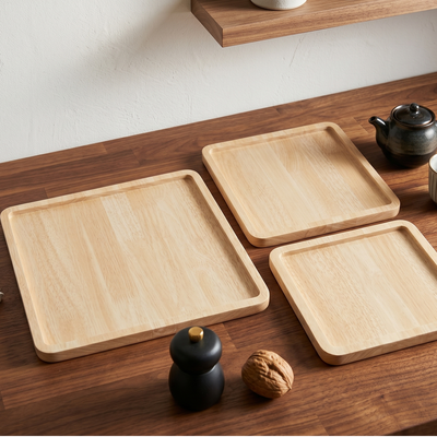 Juego de 3 Tablas Cuadradas de Madera Premium