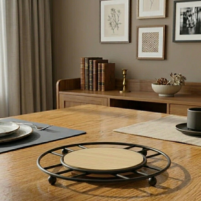 Soporte Apoya Pava de Mesa en Hierro y Bambú Natural