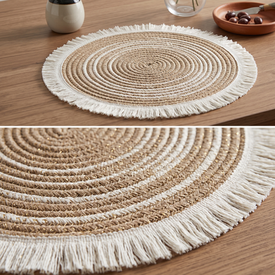 Individual de Mesa Redondo Trenzado Símil Fibra Natural