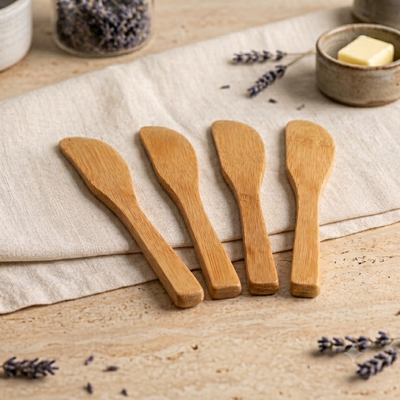 Set de 4 Espátulas Untadoras de Bambú Ecológicas