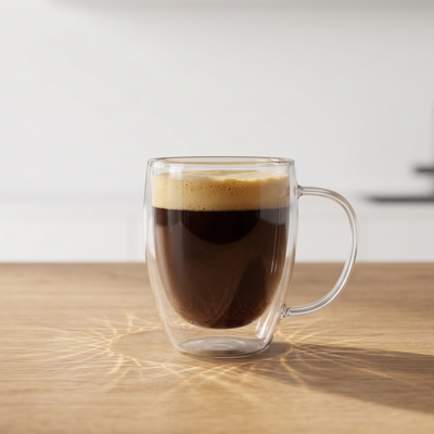 Taza de Vidrio Doble Pared Térmica Desayuno 400cc