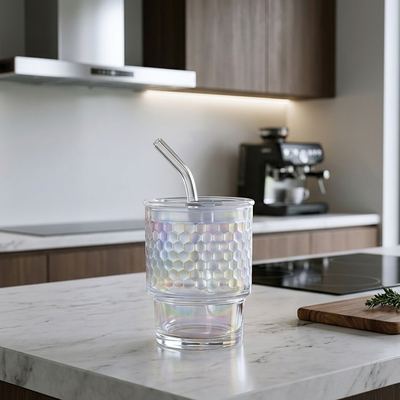 Vaso Tornasolado Texturado con Sorbete