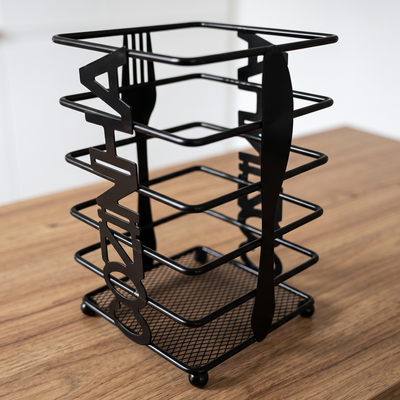Escurridor de Cubiertos de Metal Negro