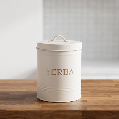 Lata Estilo Vintage para Yerba Beige