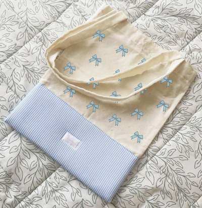 Tote Bag - moños celestes