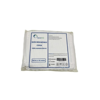 Cofia Plisada Blanca Descartable