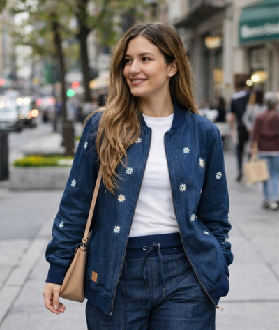 Campera de jeans ,bordado a mano