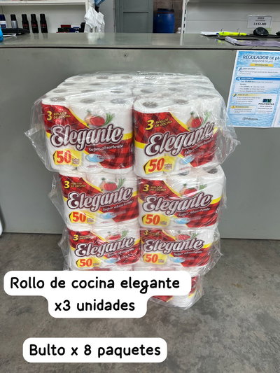 ROLLO DE COCINA ELEGANTE X3 UNIDADES (BULTO X8 PAQUETES)