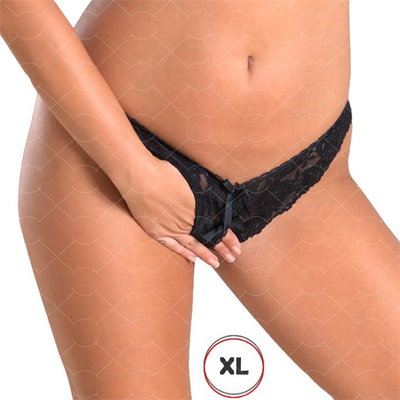TANGA Colaless abierta puntilla elastizada XL Negra