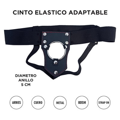 arnes de cuero negro simple con agujero de 5cm