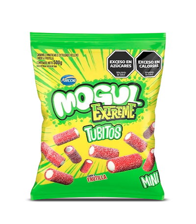 Gomitas Mogul - Extreme Mini Tubitos Frutilla 500g.