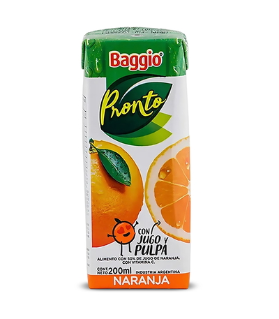 Jugo Baggio Pronto - Naranja 200cc x 18u.