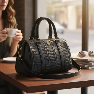 Cartera Sentez Cuero Gofrado Negro