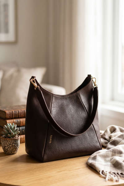 Bolso Cartera Sentez Cuero Color Chocolate