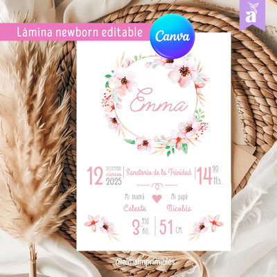 Lámina Newborn Editable Canva