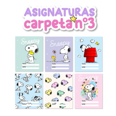 Separadores N°3 X6 Caratulas - Snoopy Pack 1 