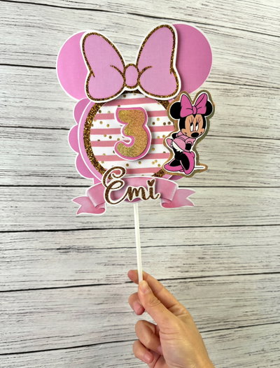 Topper Minnie Rosa- Opción plano y 3D