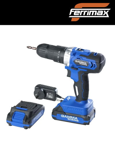 Taladro Atornillador Percutor Inalámbrico Gamma 20V + 2 Baterías