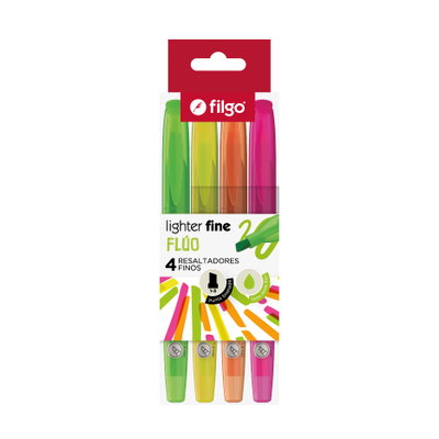 Resaltadores Finos Filgo Lighter Fine Flúo - Estuche x4 Unidades