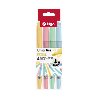 Resaltadores Finos Filgo Lighter Fine Pastel - Estuche x4 Unidades