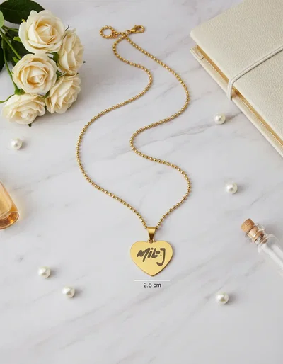 Collar Dije Milo J - Acero Dorado Grabado Laser