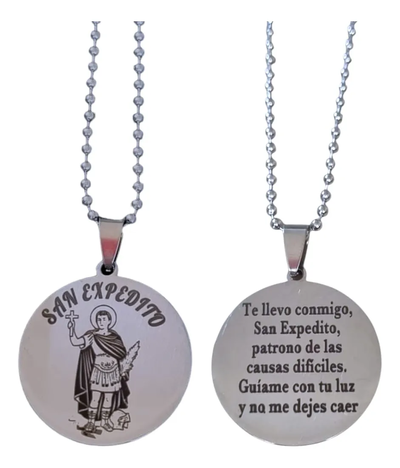 Collar Y Dije Acero Quirúrgico Grabado Láser San Expedito