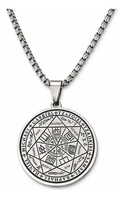 Collar Y Dije Acero Quirúrgico Grabado Láser 7 Arcángeles