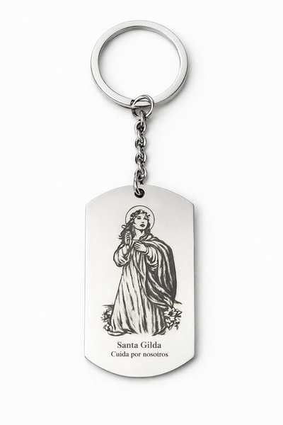 Collar Y Dije Acero Quirúrgico Grabado Láser Santa Gilda