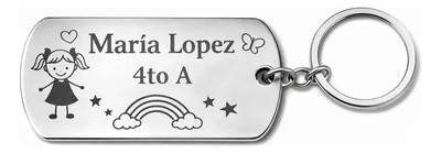 Placa Nombre Escolar Acero Grabado Para Mochila Y Cartuchera