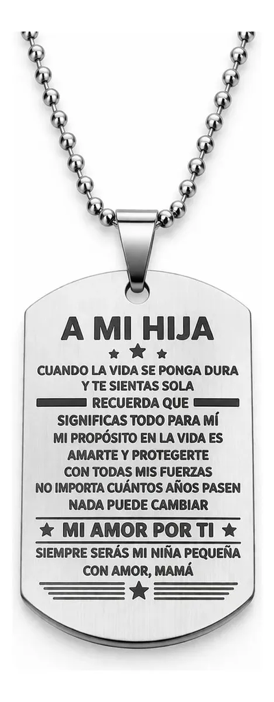 Dije Collar Para Mi Hijo Mensaje Grabado Laser Con Cadena