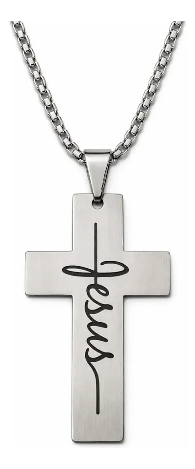 Collar Y Dije Acero Quirúrgico Grabado Láser Jesús